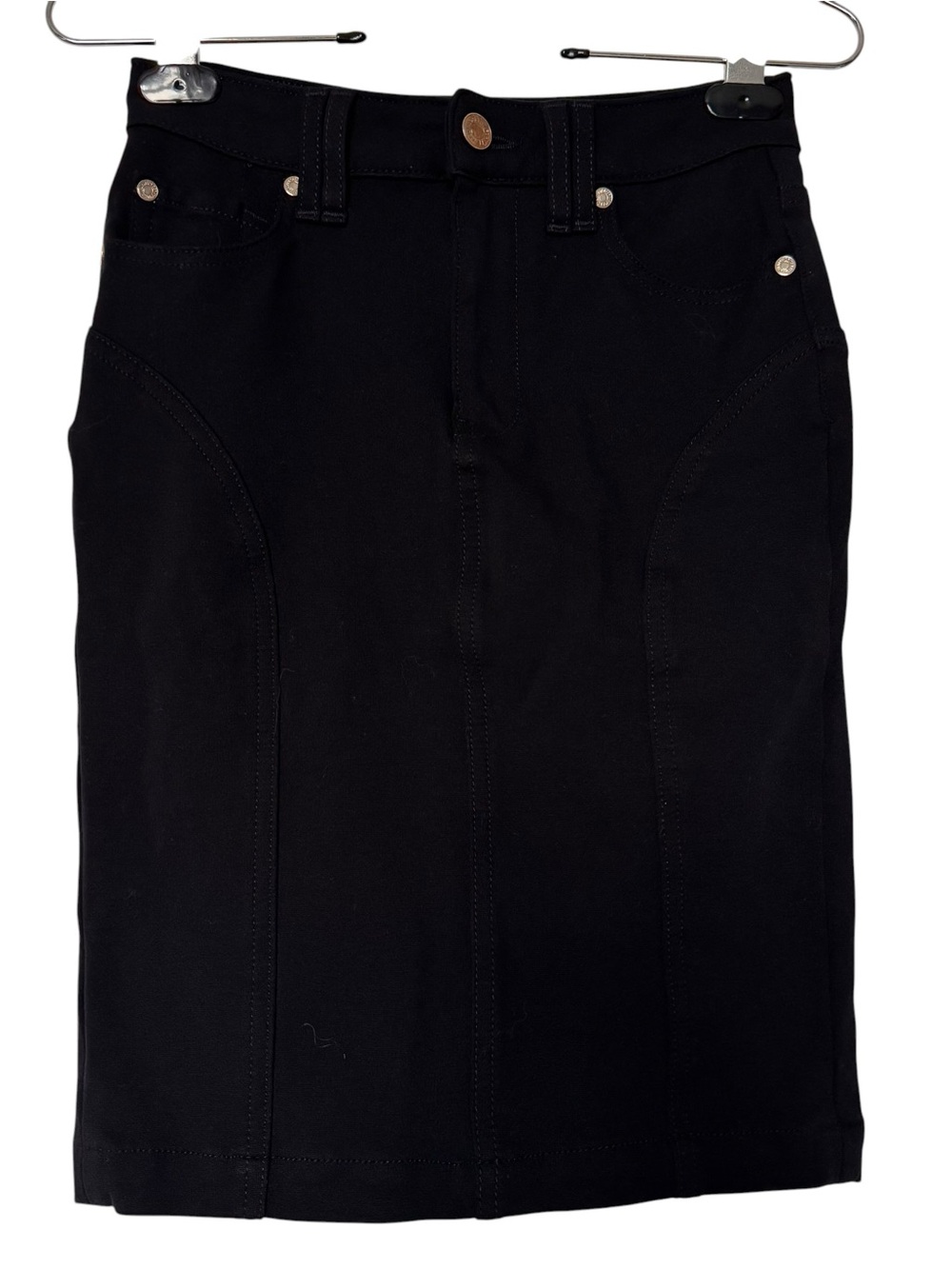7 For All Mankind Black Stretch Denim Pencil Skirt Size 25